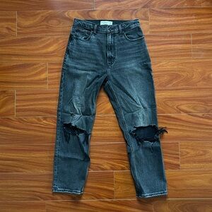 Abercrombie & Fitch Black Denim Distressed Ultra High Rise 26s